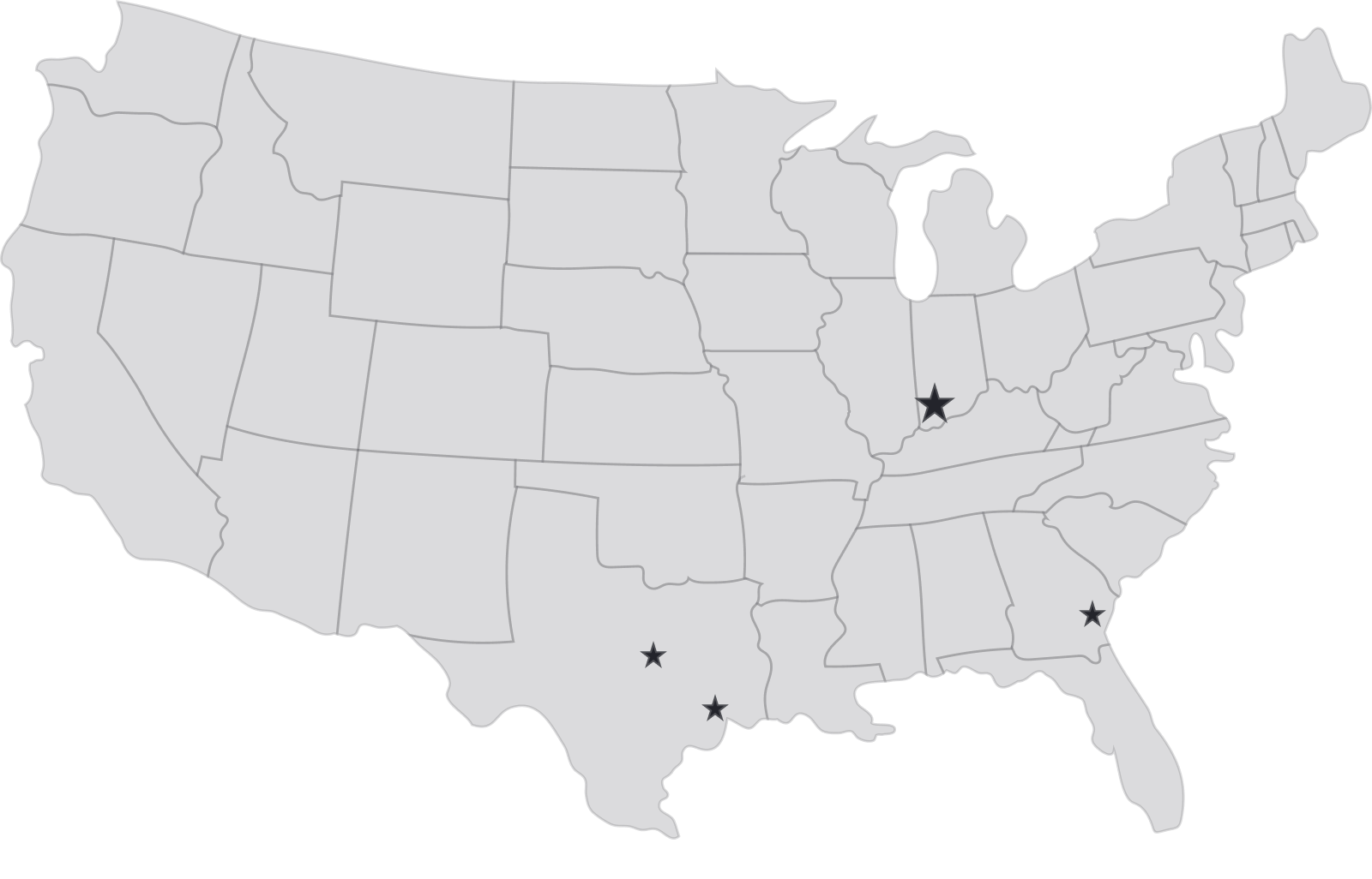 USA Up Star Locations Map Without Location Names